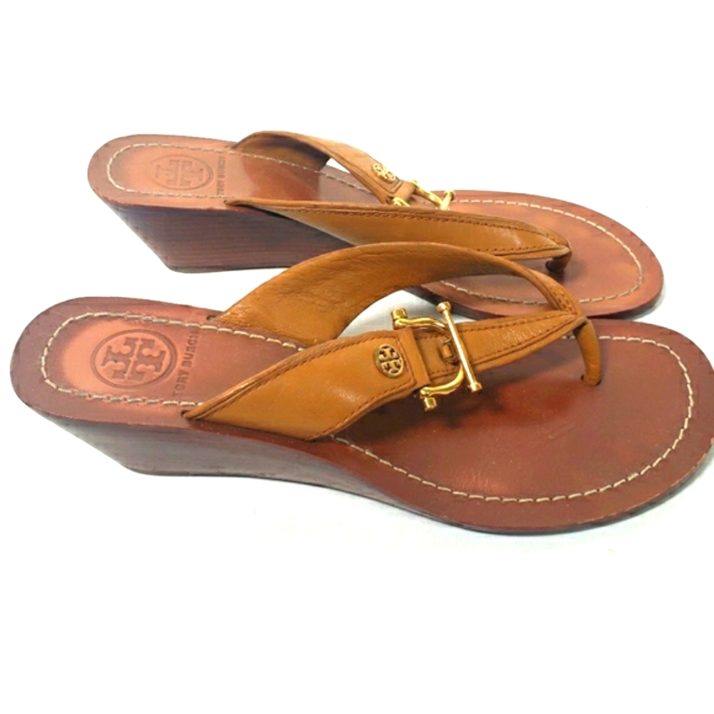 Tory Burch Leather Sandals Brown and Gold Size 6 5